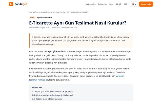 E-Ticarette Aynı Gün Teslimat Nasıl Kurulur? — sonra