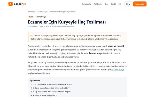 Eczaneler İçin Kuryeyle İlaç Teslimatı — önce