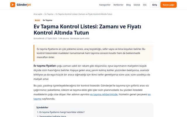 Ev Taşıma Kontrol Listesi: Zamanı ve Fiyatı Kontrol Altında Tutun sayfasının ekran görüntüsü