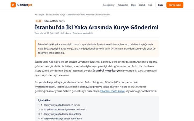 İstanbul'da İki Yaka Arasında Kurye Gönderimi — önce