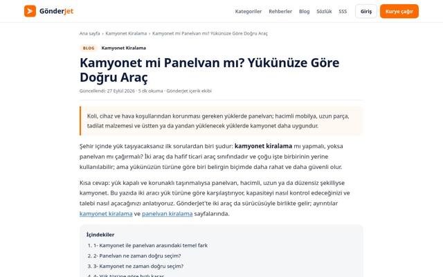Kamyonet mi Panelvan mı? Yükünüze Göre Doğru Araç — önce