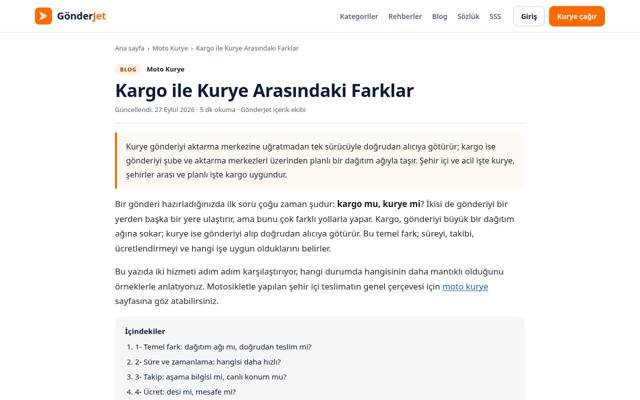 Kargo ile Kurye Arasındaki Farklar — sonra