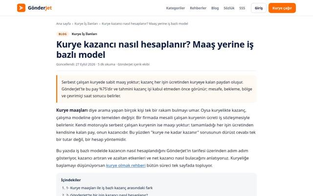 Kurye kazancı nasıl hesaplanır? Maaş yerine iş bazlı model — önce