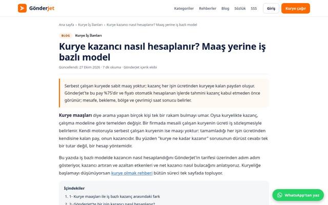 Kurye kazancı nasıl hesaplanır? Maaş yerine iş bazlı model — sonra