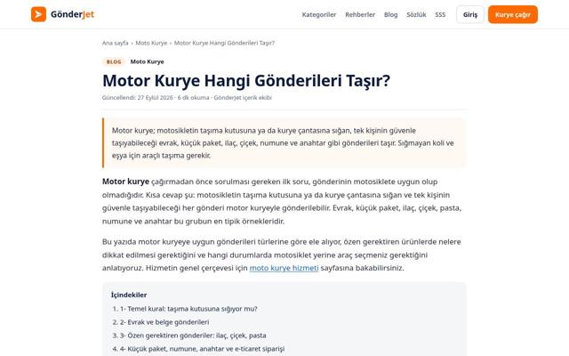 Motor Kurye Hangi Gönderileri Taşır? — sonra