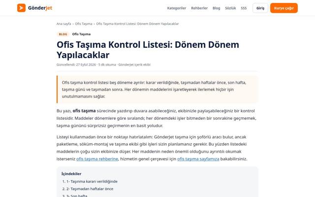 Ofis Taşıma Kontrol Listesi: Dönem Dönem Yapılacaklar — önce