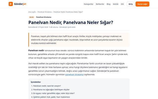 Panelvan Nedir, Panelvana Neler Sığar? sayfasının ekran görüntüsü