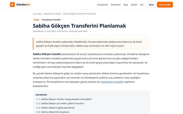Sabiha Gökçen Transferini Planlamak — sonra