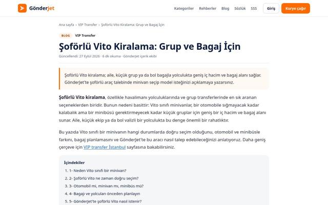 Şoförlü Vito Kiralama: Grup ve Bagaj İçin — sonra