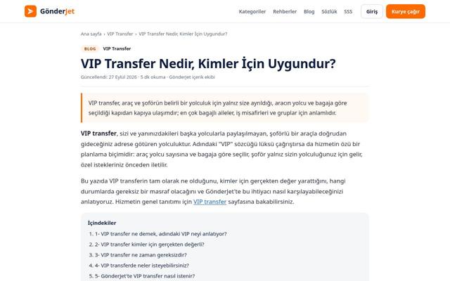 VIP Transfer Nedir, Kimler İçin Uygundur? — önce
