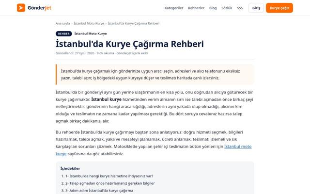 İstanbul'da Kurye Çağırma Rehberi — önce