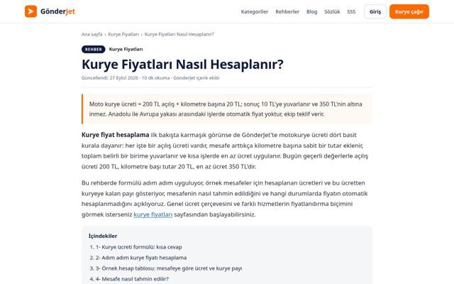 Kurye Fiyatları Nasıl Hesaplanır? — sonra