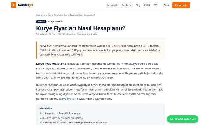 Kurye Fiyatları Nasıl Hesaplanır? — sonra