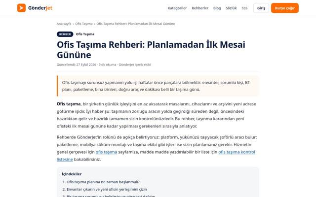 Ofis Taşıma Rehberi: Planlamadan İlk Mesai Gününe sayfasının ekran görüntüsü