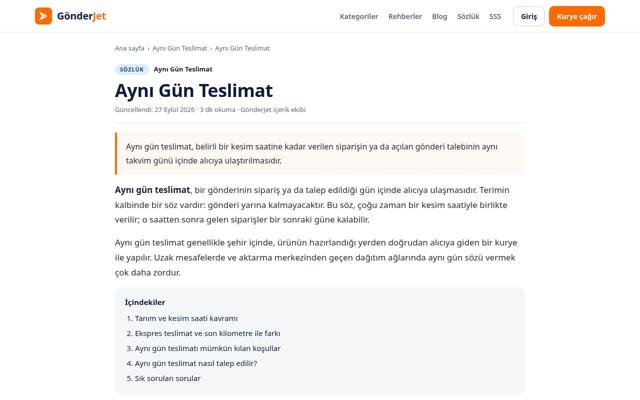 Aynı Gün Teslimat — sonra