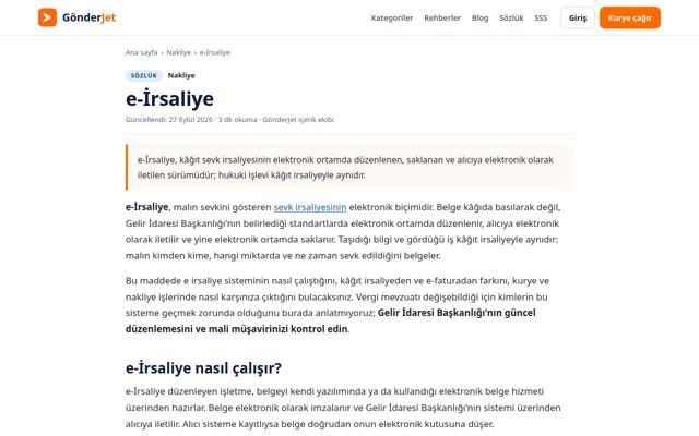 e-İrsaliye sayfasının ekran görüntüsü