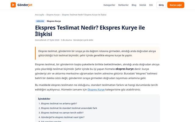 Ekspres Teslimat Nedir? Ekspres Kurye ile İlişkisi — önce