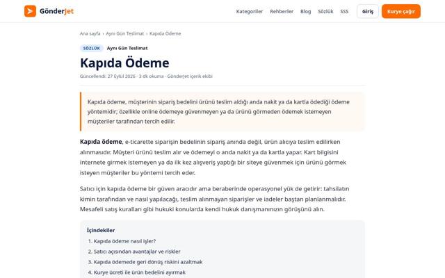 Kapıda Ödeme — sonra