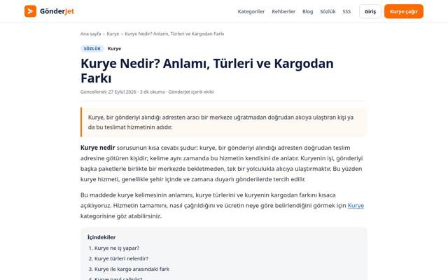 Kurye Nedir? Anlamı, Türleri ve Kargodan Farkı — önce