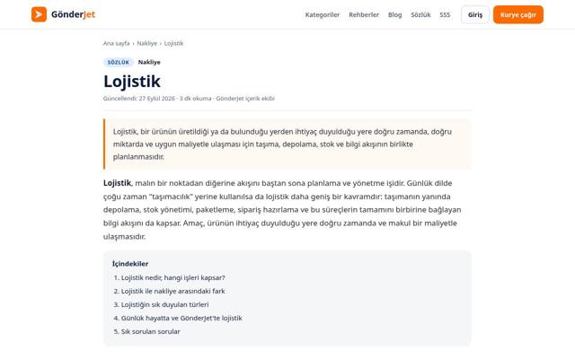 Lojistik — sonra
