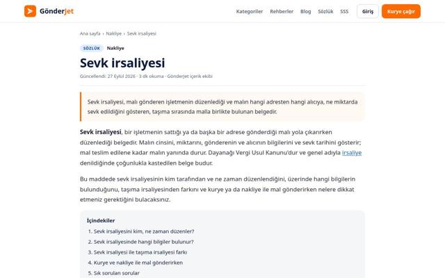 Sevk irsaliyesi — önce