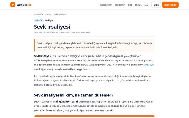 Sevk irsaliyesi sayfasının ekran görüntüsü