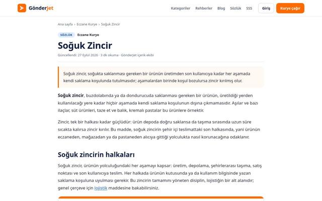 Soğuk Zincir sayfasının ekran görüntüsü