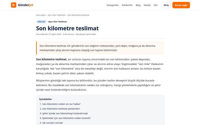Son kilometre teslimat — sonra