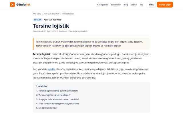 Tersine lojistik — sonra