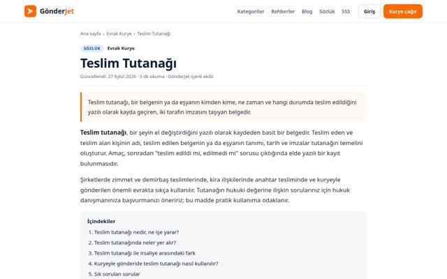 Teslim Tutanağı — önce
