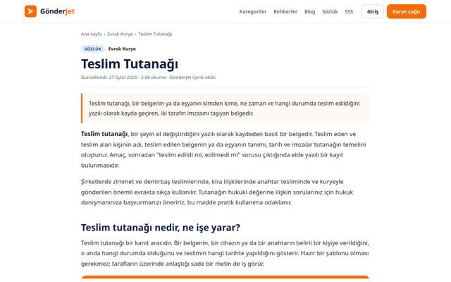 Teslim Tutanağı sayfasının ekran görüntüsü