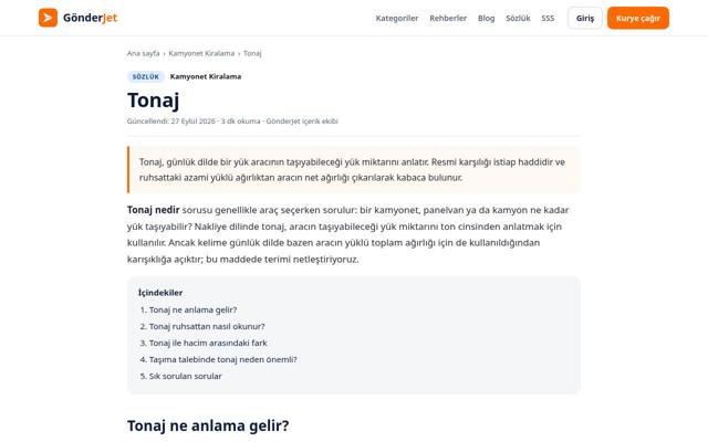 Tonaj — sonra